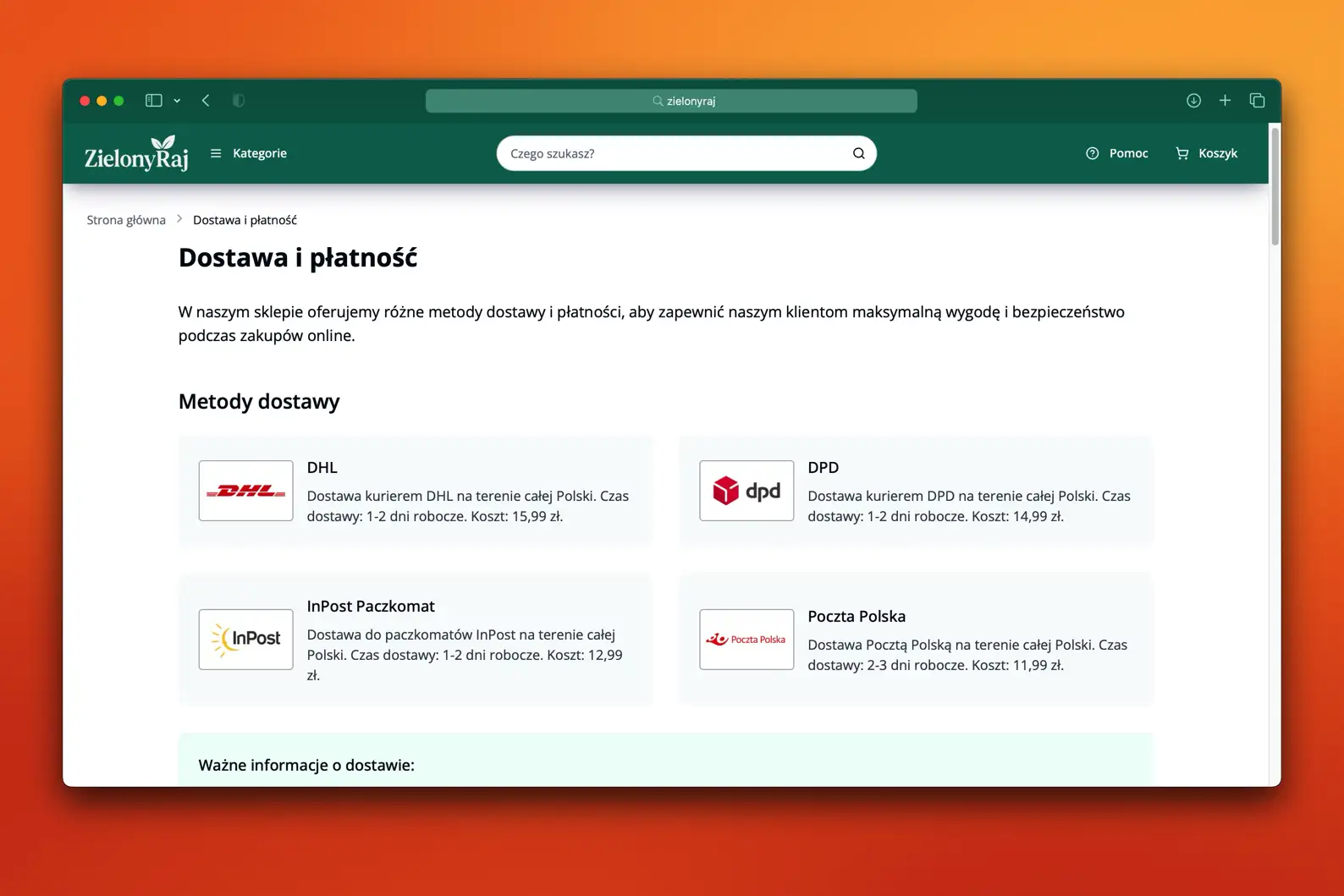 Dostawa i płatność